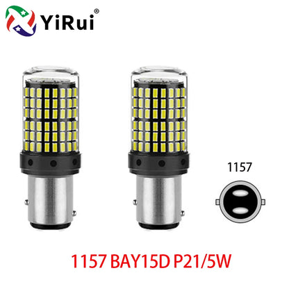 YiRui 2pcs 12-48V New LED Bulbs 144smd Lamp Reverse Turn Signal Light BA15S P21W BAU15S PY21W 7440 W21W P21/5W 1157 BAY15D -…
