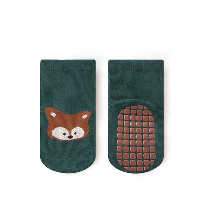 6 Pairs Kids Non-Slip Socks Cute Cartoon Fox and Bear Pattern Childrens Boys Girls Floor Socks Comfortable for Toddler - ima…