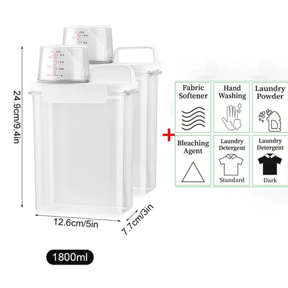 1100/1800/2300Ml Refillable Laundry Detergent Dispenser Empty Tank for Powder Softener Bleach Storage Container with Labels…