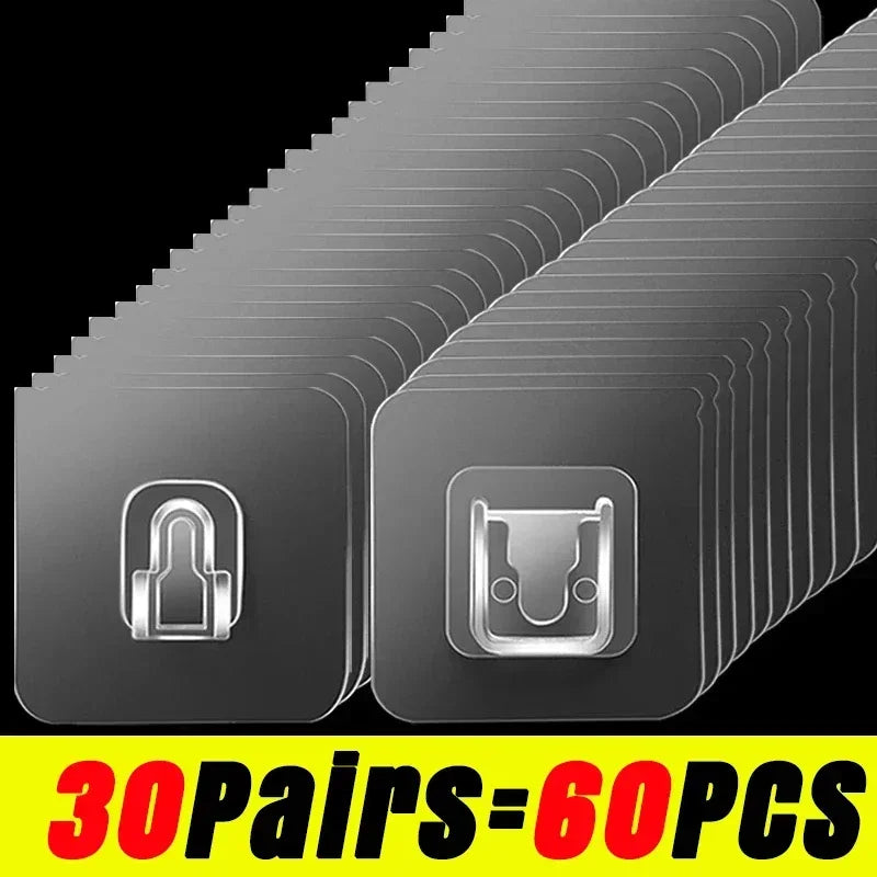 Double-Sided Self Adhesive Wall Hooks Strong Sticky Transparent Traceless Kitchen Bedroom Wall Hook Storage Holders Wholesal…