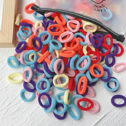 50/100Pcs Colorful Basic Nylon Ealstic Hair Ties for Girls Ponytail Hold Scrunchie Rubber Band Kid Fashion Hair Accessories…