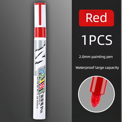 Car Paint Scratches Repair Brush Pen Waterproof Water Paint Marker Pen Car Tire Tread Care Automotive Black White Red Silver…