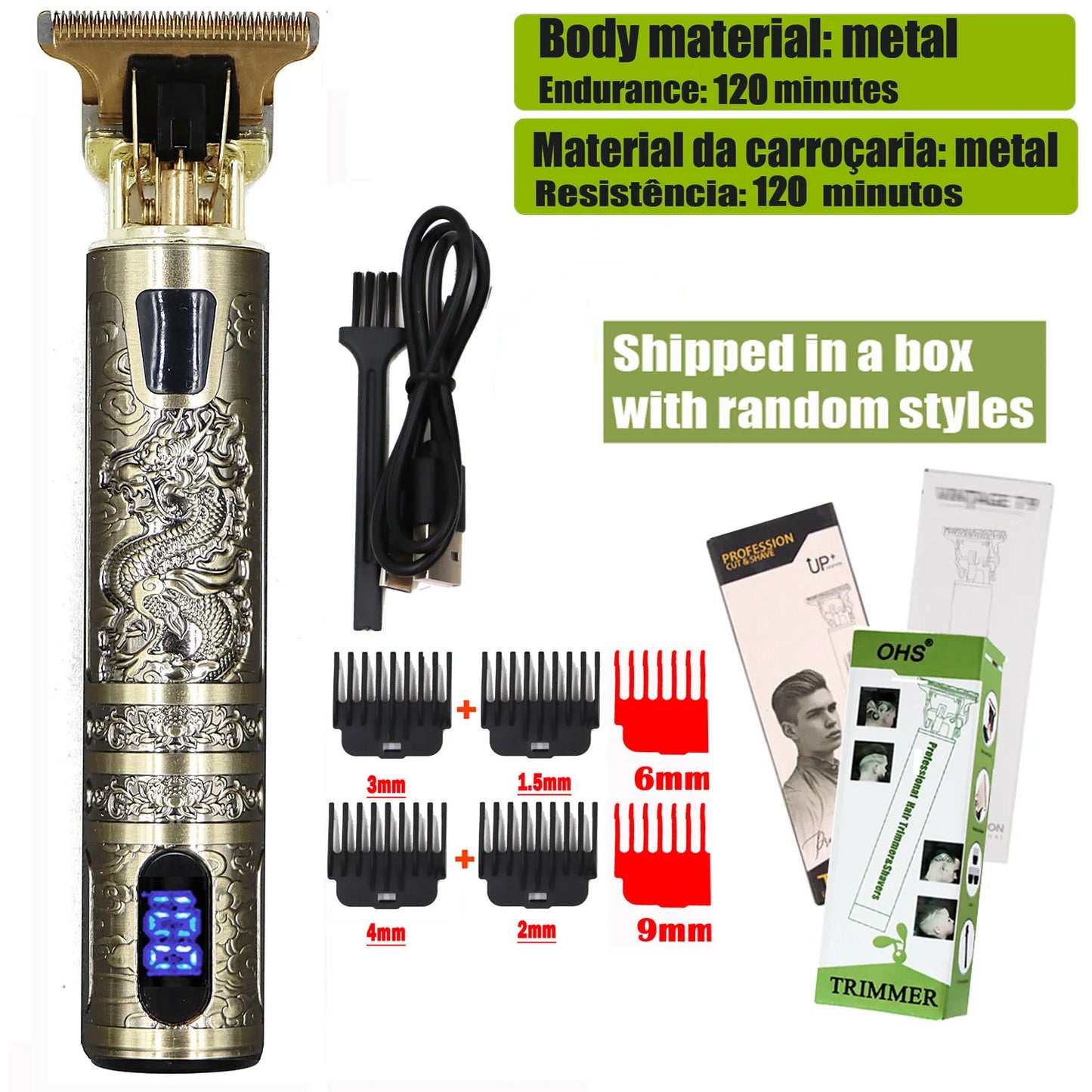 T9 Hair Clipper Repair Beard Shaving Body Hair Trimmer Clippers Electric Machine Men Haircut Machine 0mm Barber Shaver - ima…