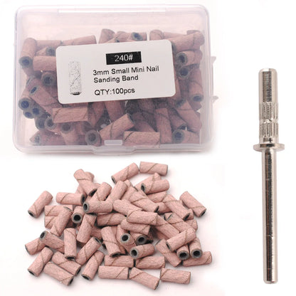 100pcs 3.1mm Mini Sanding Bands Kits Nail Drill Bits Mandrel Sets Electric Manicure Accessories Tool Dead Skin Remover - ima…