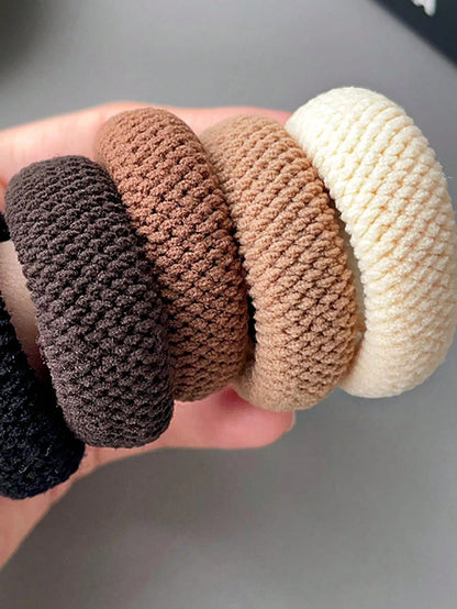 5/10 Mix Color High Elasticity Thickened Versatile Simple Scrunchies, Hair-Friendly (Random Color) Hair Ties Hair Rope - ima…