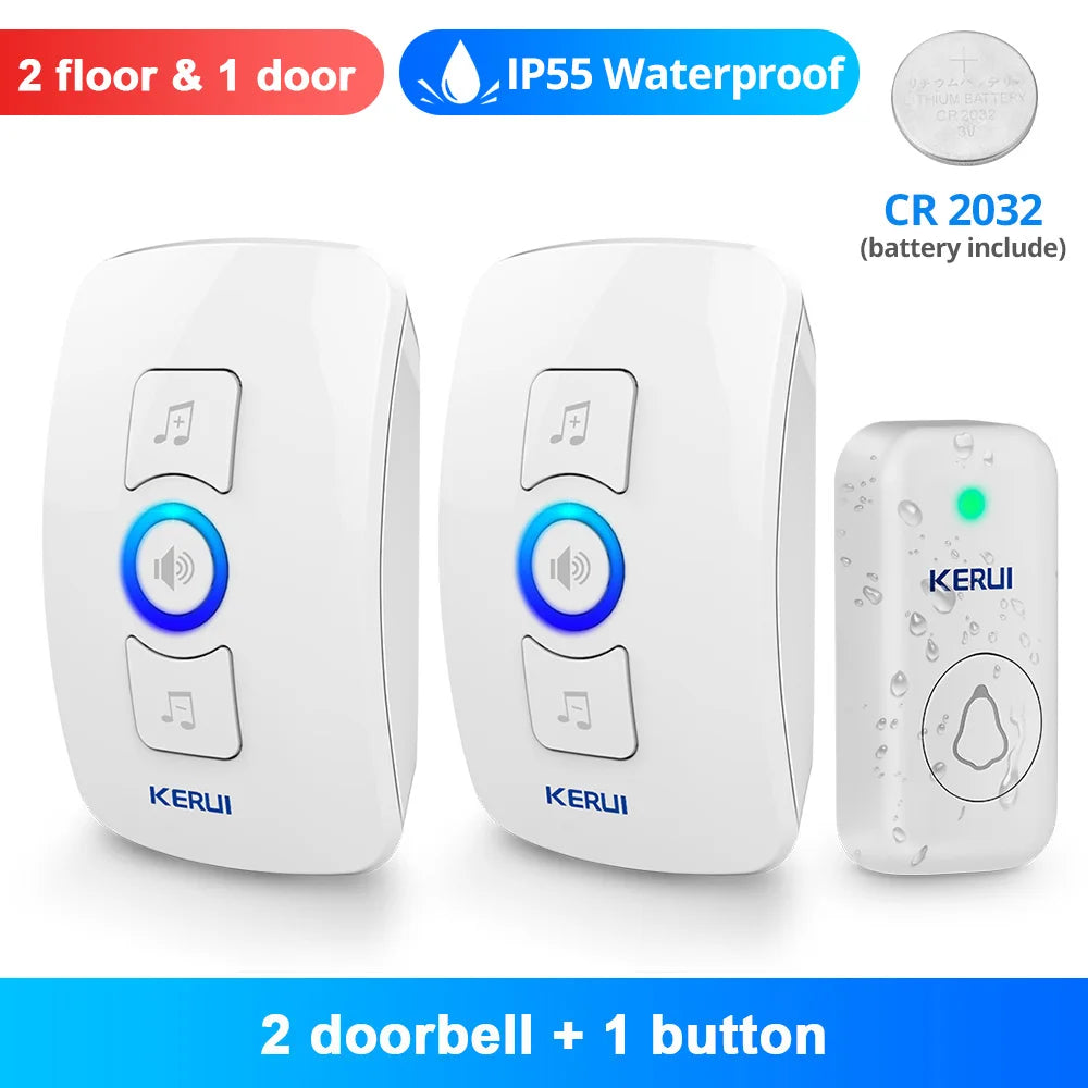 KERUI Wireless Doorbell Waterproof OutDoor Smart Home Door Bell Welcome Melodies Chimes LED Flash Security Adjustable Volume…