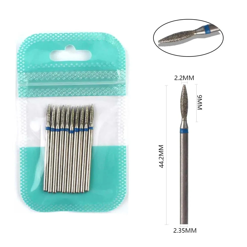 10pcs Diamond Milling Cutter Nail Drill Bits Set For Manicure Accessory Pedicure Eletric Machine Nail Bit Brush Burr Tools -…