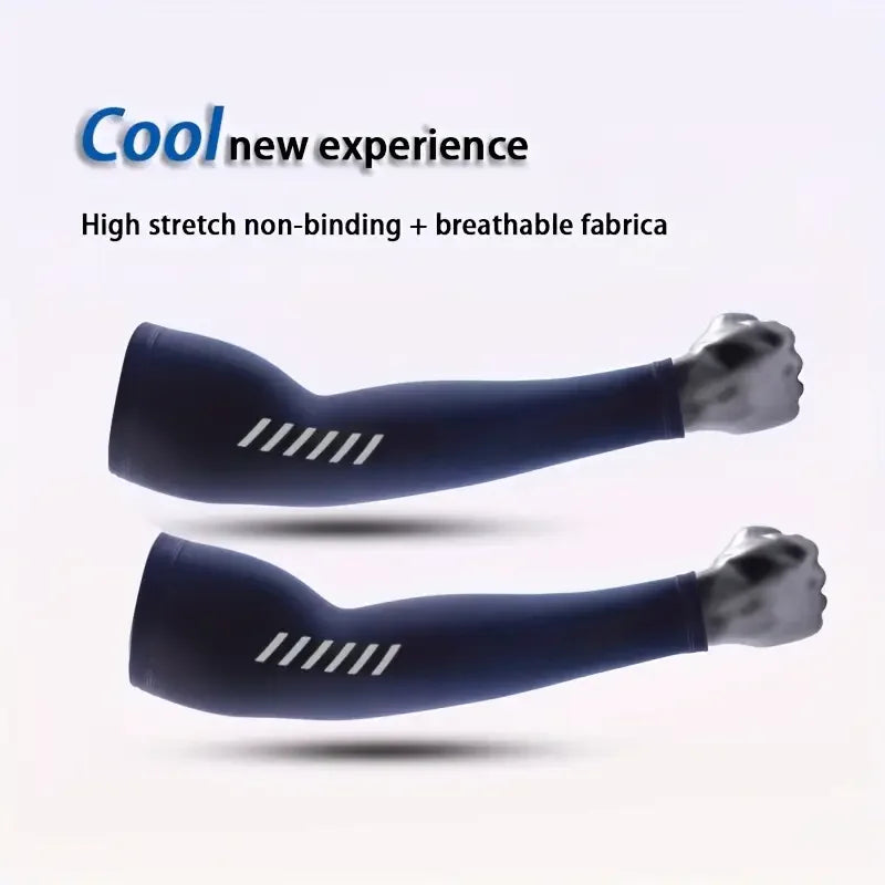 1 Pair Men's Lightweight Breathable Cooling Sports Sleeves Ice Silk Fabric Sweat-Absorbent for Cycling Fishing Running & Hik…