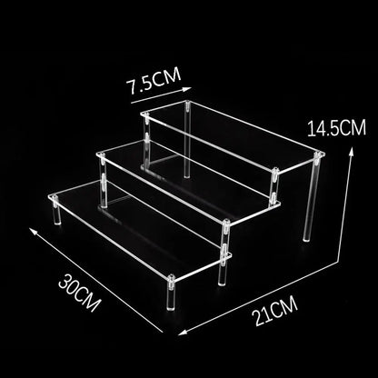 1-4 Tier Acrylic Display Stand Durable Display Rack For Cupcake Perfume Doll Transparent Trapezoidal Blind Box Storage Shelf…