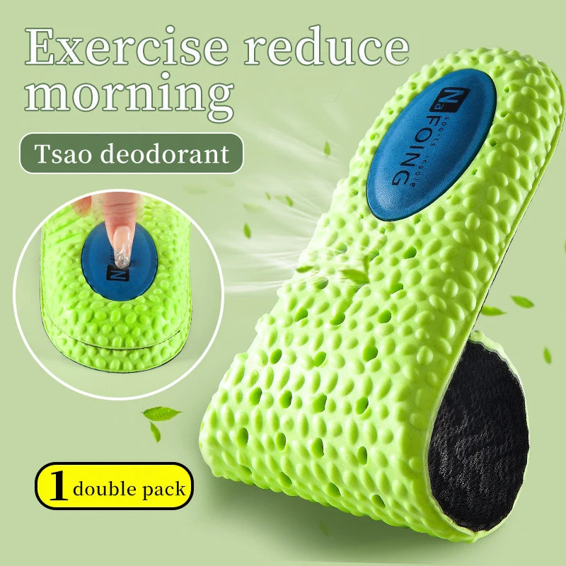 Sports Shock Absorption Insole Green PU Memory Foam Breathable Arch Support Orthopedic Shoes Pad Men Women Feet Care Shoes P…