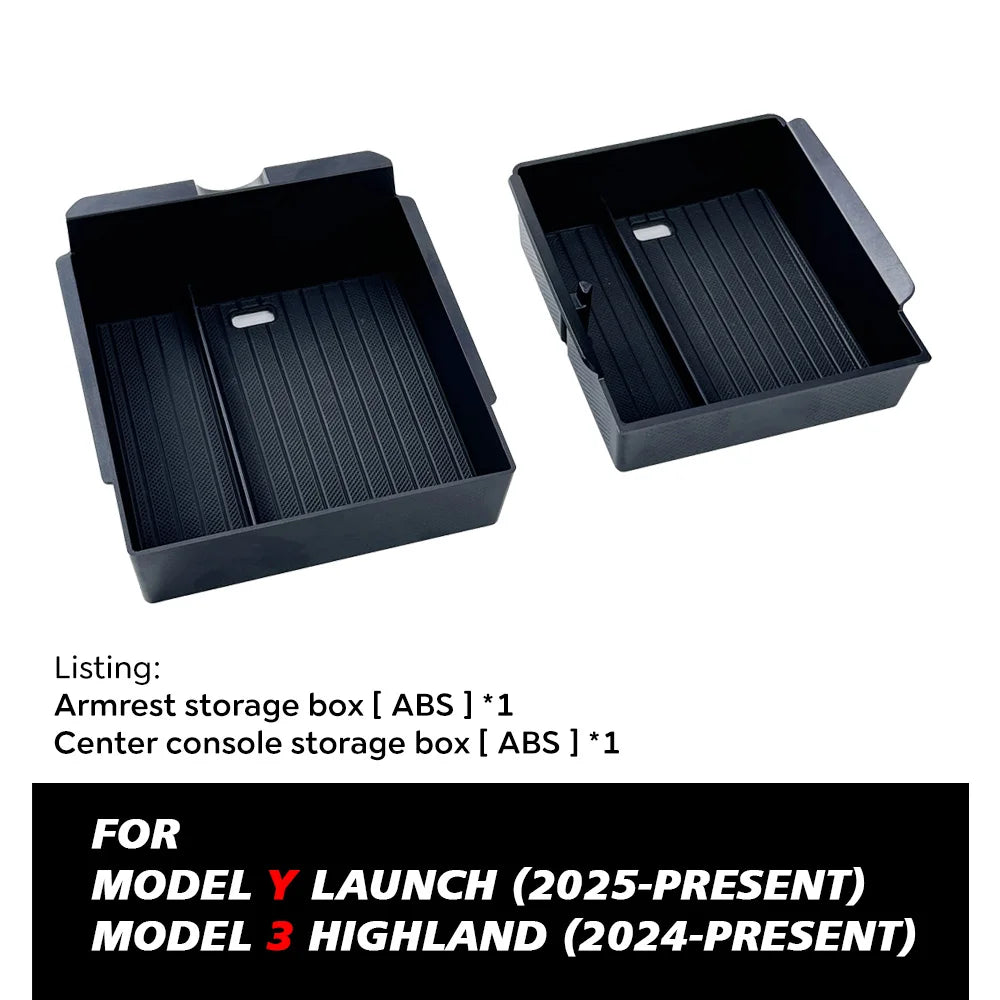 TEKSY 1/2/3/4/6/7/8pcs For Tesla New Model Y 2025 2026 Juniper ABS with Silicone Non-slip Mat Console & Armrest Storage Box…