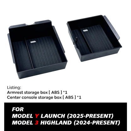 TEKSY 1/2/3/4/6/7/8pcs For Tesla New Model Y 2025 2026 Juniper ABS with Silicone Non-slip Mat Console & Armrest Storage Box…