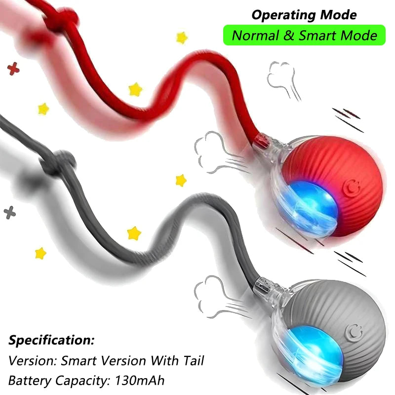 iLMH 1/2 PCS Cat Interactive Ball Toy Automatic Rolling Ball Faux Tail Rechargeable Smart Pet Electric Toy Pet Toy Imitate M…