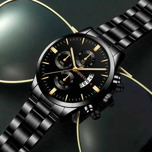 Fashion Men Stainless Steel Watch Luxury Calendar Quartz Wrist Watch Mens Business Watches for Man Clock Montre Homme - imag…