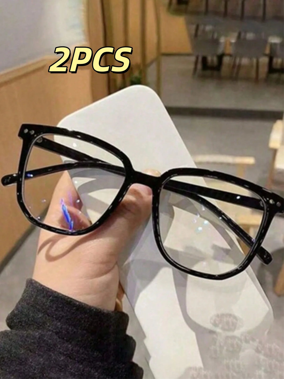 1/2/3 Pairs of Universal Fashion Glasses, Square-Framed Glasses, Fashionable Campus Style, Clear Black Frame, Back to School…