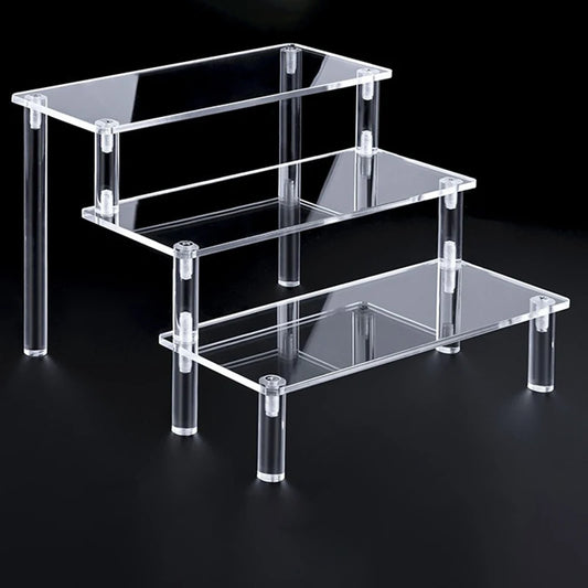 1-5 Tier Acrylic Display Stand Perfume Doll Clay Figurine Blind Box Storage Rack Transparent Ladder Makeup Organization W-2