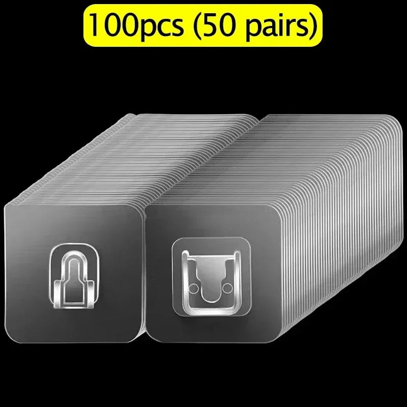 Double-Sided Self Adhesive Wall Hooks Strong Sticky Transparent Traceless Kitchen Bedroom Wall Hook Storage Holders Wholesal…