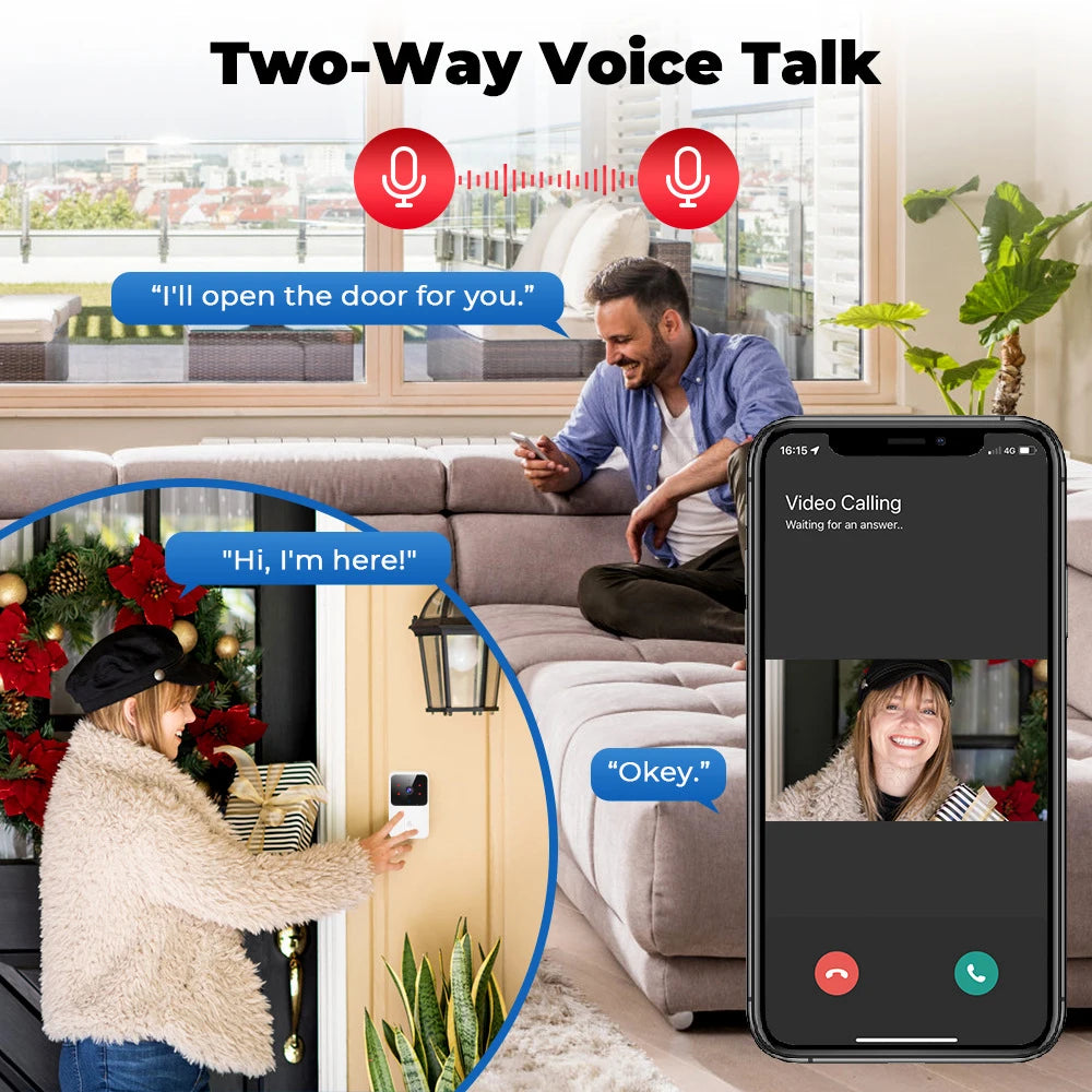 Tuya WiFi Video Doorbell Wireless HD Camera IR Alarm Security Smart Home Door Bell WiFi Intercom for Home - image 3