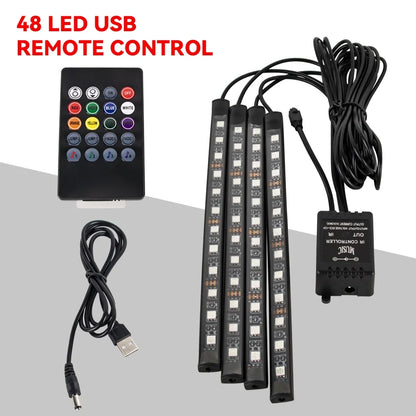 Neon 36 48 72 LED Car Interior Ambient Foot Light Wireless Remote Music APP Control Auto RGB Atmosphere Decorative Lamp - im…