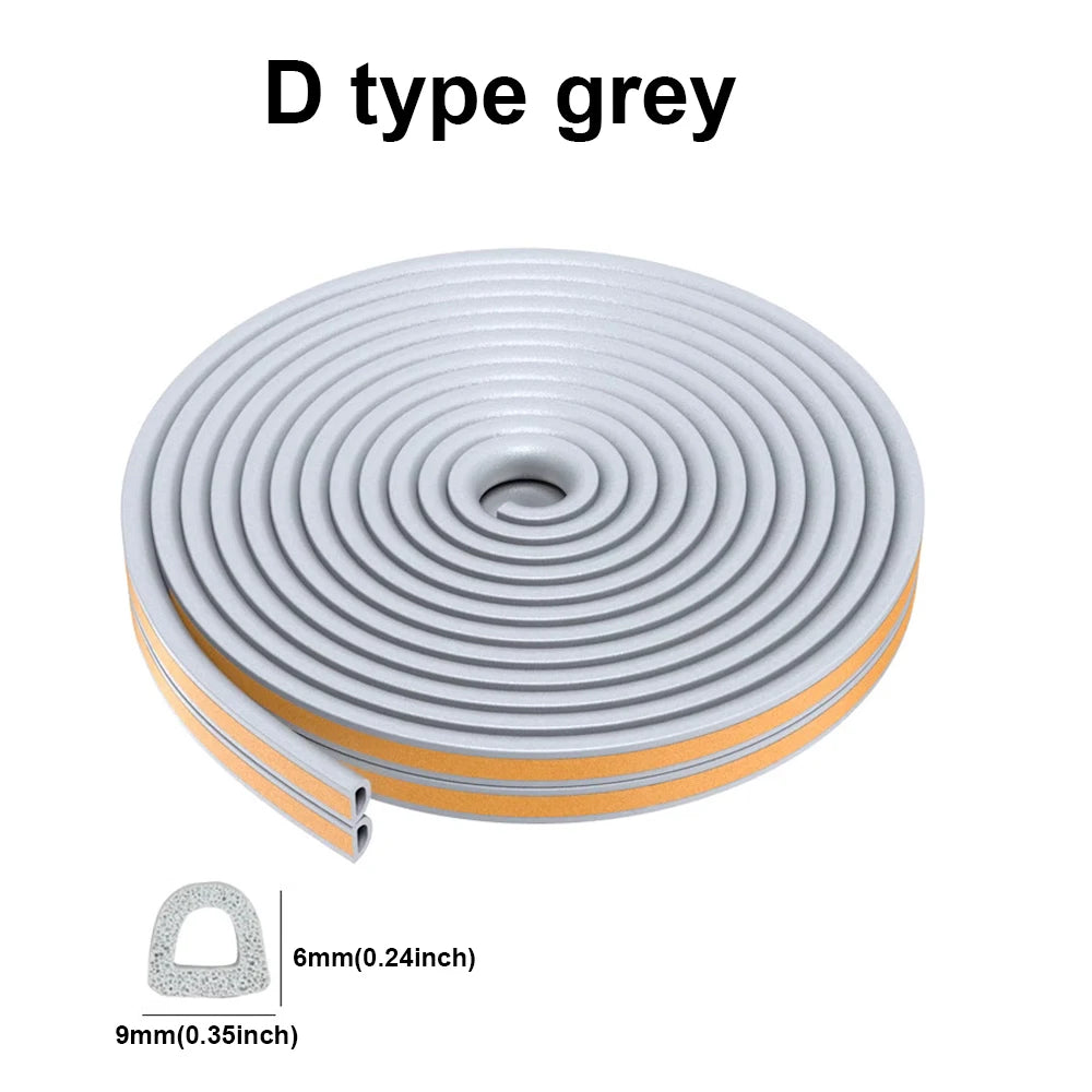 5m/10m Door Seal Strip Diep Self-adhesive Draft Stopper Tape Window Weather Stripping Insulation Noise Rubber Sealing Strip…