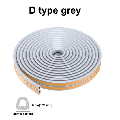 5m/10m Door Seal Strip Diep Self-adhesive Draft Stopper Tape Window Weather Stripping Insulation Noise Rubber Sealing Strip…