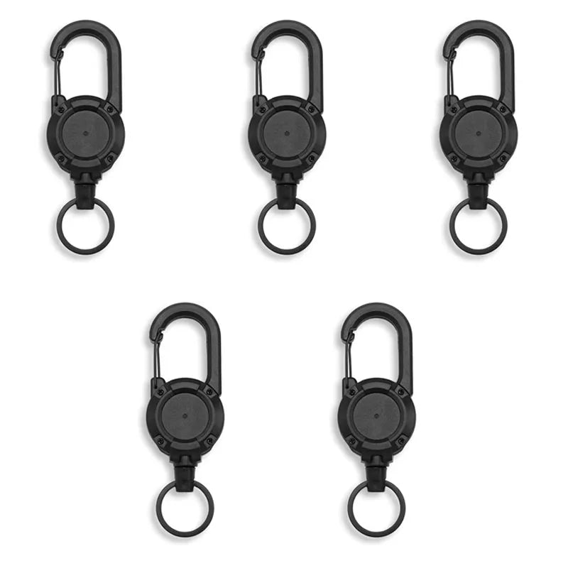 Retractable Heavy Duty Pull Reel Carabiner Strong Steel Wire Rope Buckle Spring Key Ring Outdoor Sporty attachment Keychain…