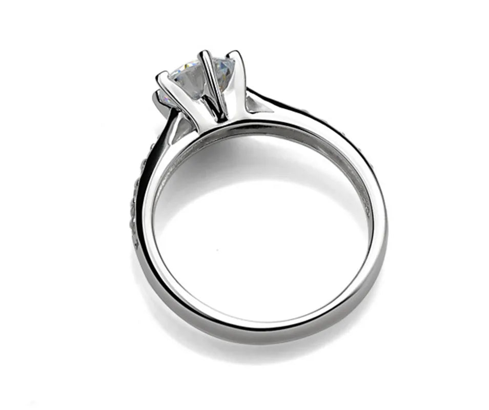 Luxury 925 Sterling Silver Classic Ring for Women Six claw jewelry simple 70ct diamond ring imitation diamond women's ring -…