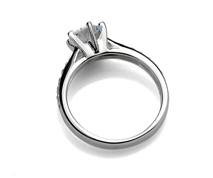 Luxury 925 Sterling Silver Classic Ring for Women Six claw jewelry simple 70ct diamond ring imitation diamond women's ring -…