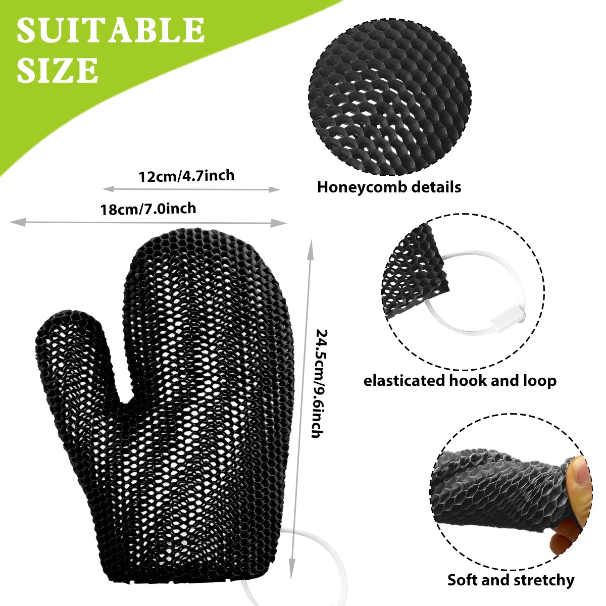 Exfoliating shower glove with colorful honeycomb weave and TPU high elasticity antibacterial material - gentle, safe and dur…