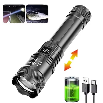 Portable Rechargeable LED Flashlight with Pen Clip Zoomable Waterproof Torch with Side Light Outdoor Camping Emergency Lante…