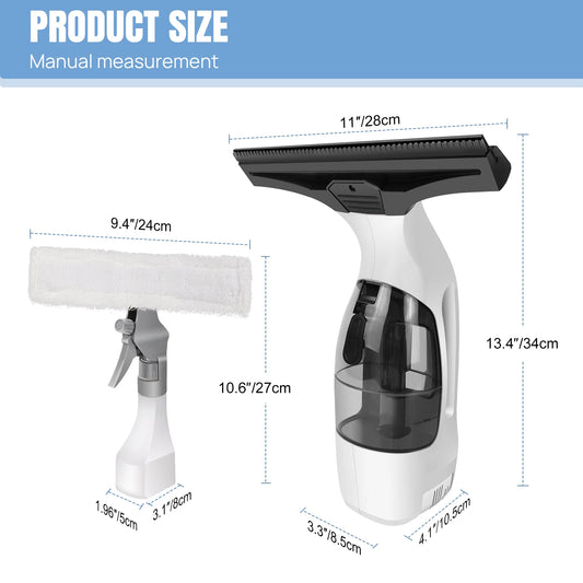Cordless Window Vac with 2000pa, Efficiently Streak-Free Cleaning, Running Time: 50-60 Min, 3.8V Electric Window Vacuum Clea…