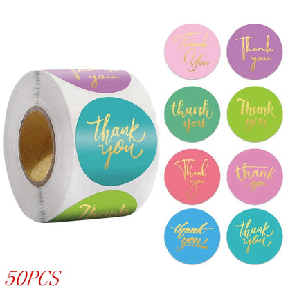 50-500pcs 1inch Blue Thank You Stickers For Envelope Sealing Labels Stationery Supplies Handmade Wedding Gift Decoration Sti…
