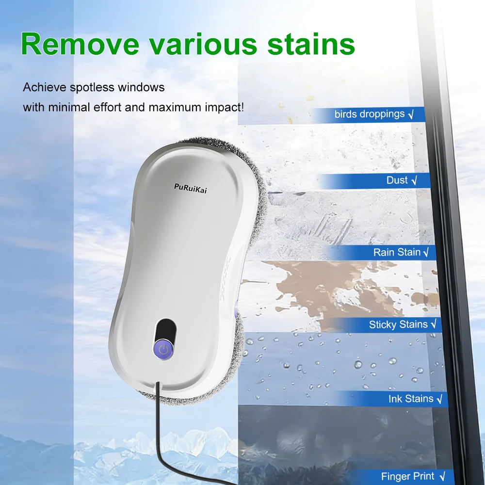 PuRuiKai Portable Window Cleaning Robot,Intelligent Cleaning with Dubbele Nozzle Water Sprayer, Remote Control - image 5