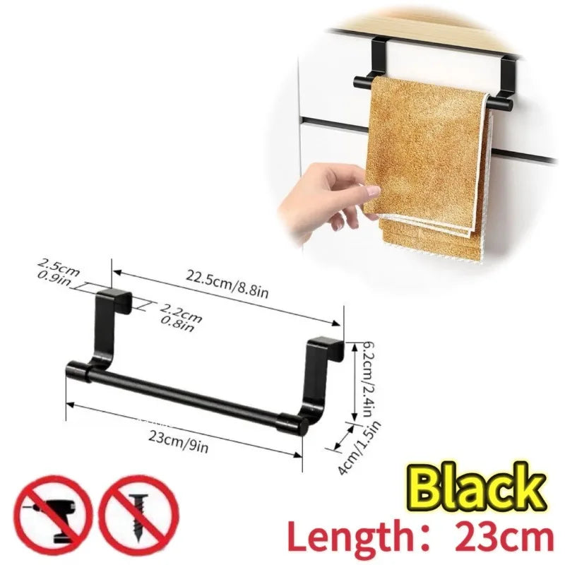 1/2pcs Wall-Mounted Kitchen Cabinet Towel Rack - Space-Saving Dishcloth Holder for Home and Bathroom No Drilling Require - i…
