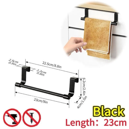 1/2pcs Wall-Mounted Kitchen Cabinet Towel Rack - Space-Saving Dishcloth Holder for Home and Bathroom No Drilling Require - i…