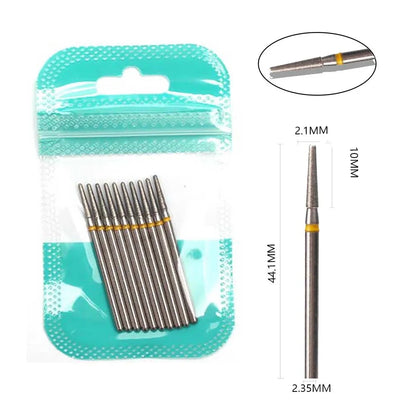 10pcs Diamond Milling Cutter Nail Drill Bits Set For Manicure Accessory Pedicure Eletric Machine Nail Bit Brush Burr Tools -…