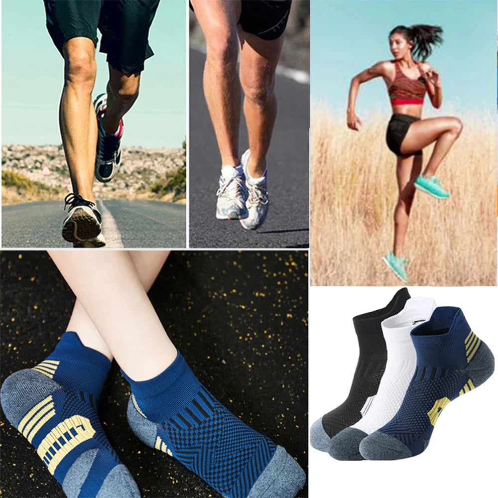 3Pair Professional Fitness Sports Socks Towel Bottom Non-Slip Running Socks Men Women Short Quick-Drying Basketball Training…