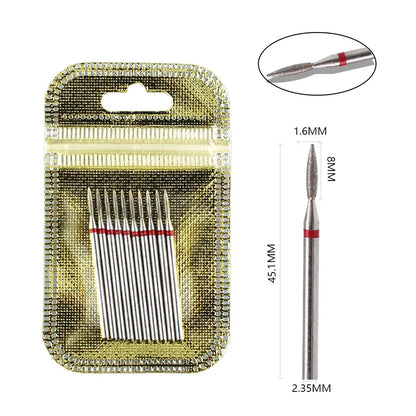 10pcs Diamond Milling Cutter Nail Drill Bits Set For Manicure Accessory Pedicure Eletric Machine Nail Bit Brush Burr Tools -…