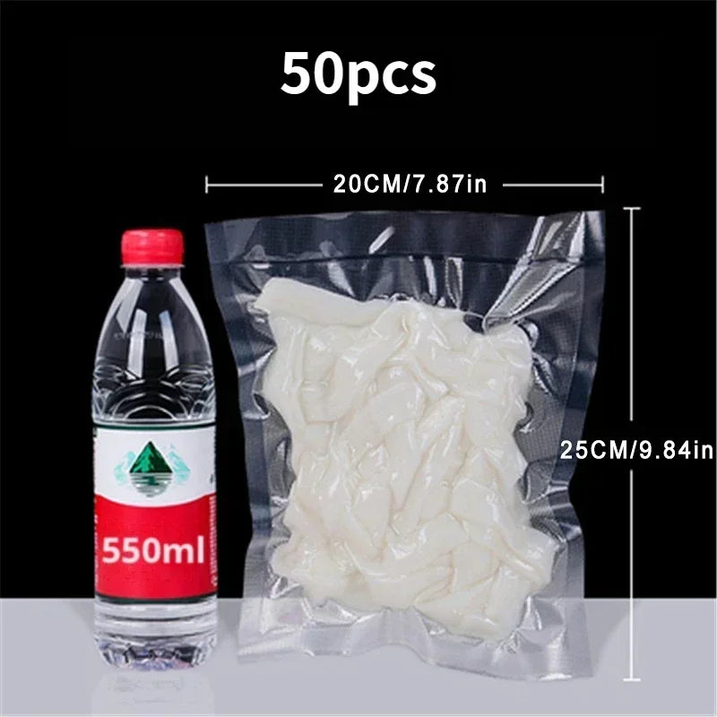 50pcs/Lot BPA-Free Food Vacuum Plastic Sealing Bags Food Preservation Sealed Bag Household Reusable Vacuum Sealer Bag - imag…