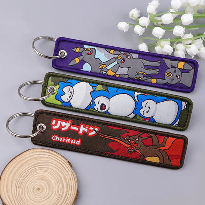 Japanese Anime Elf Monsters Keychain for Cars Backpack Key Holders Embroidery Keyrings Key Tag Jet Tag Accessories Gifts 1pc…