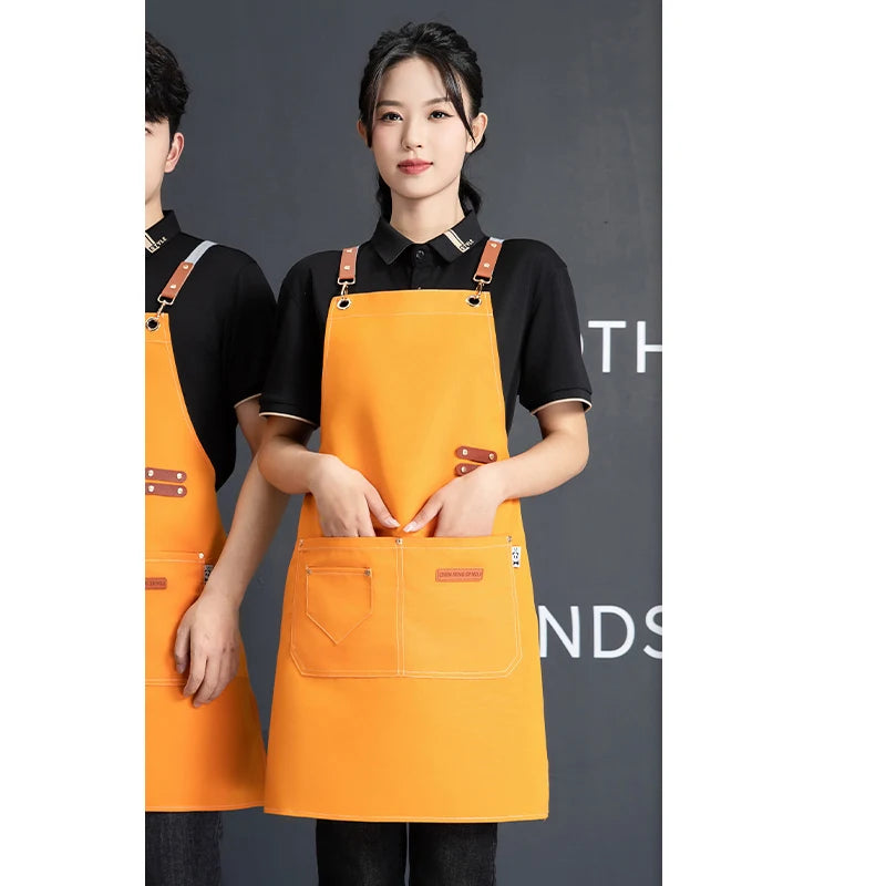 Customized Canvas Apron with Logo Custom for Nail Art Baking Coffee Bubble Shop Barber Canvas Waterproof Work Uniex Clothes…