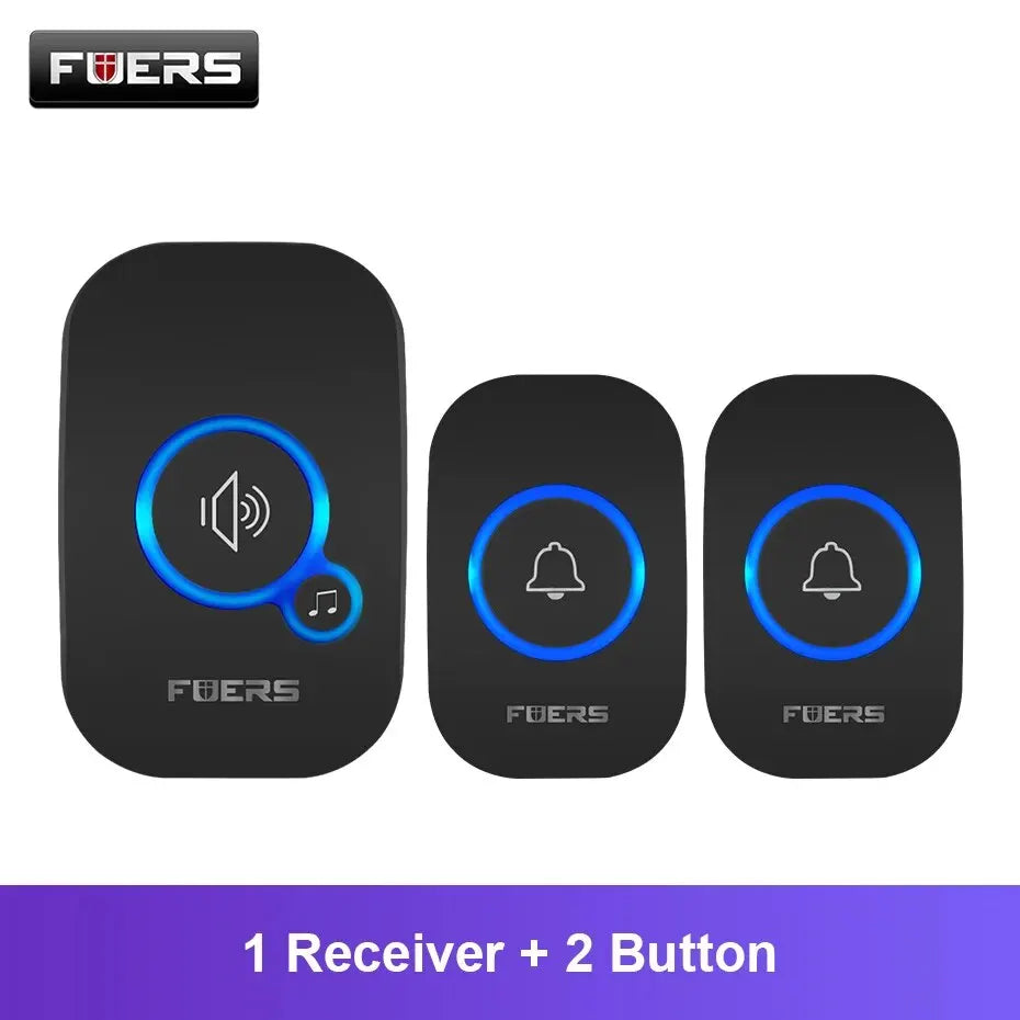 Fuers Wireless Doorbell Waterproof Door Chime Kit Welcome Chime Home Door Bell Intelligent 32 Songs Melodies Sound And LED -…