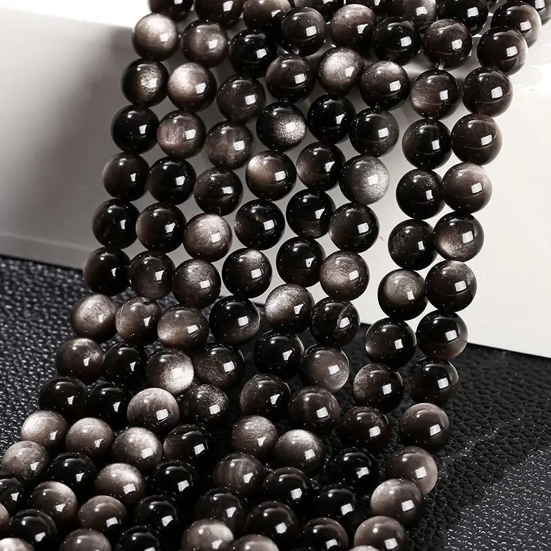 Natural Stone Golden Obsidian Bead Irisation Round Loose Spacer 4 6 8 10 12mm For Jewelry Making Diy Bracelet Necklace Acces…