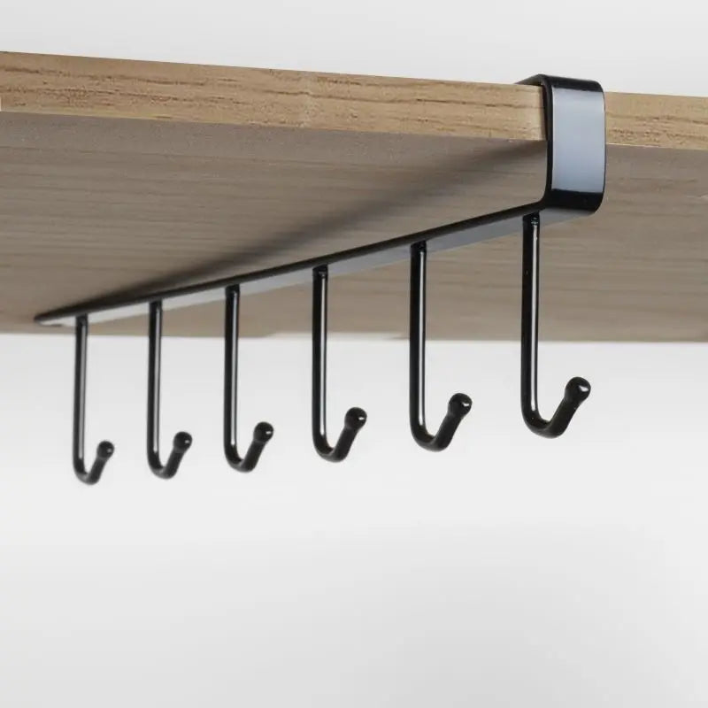 Multifunction 6 Hook Coffee Cup Mug Holder Black White Hooks Shelf Multifunction Kitchen Cabinet Sundries Organizer Storage…