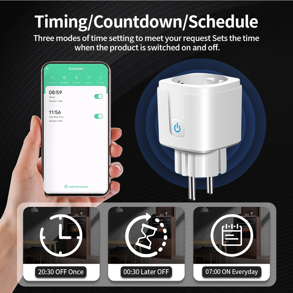 TNCE Tuya Wifi/Zigbee3.0 Smart Socket EU Plug 16/20A Power Monitor Remote Control Smart Life APP Remote Control Alexa - imag…