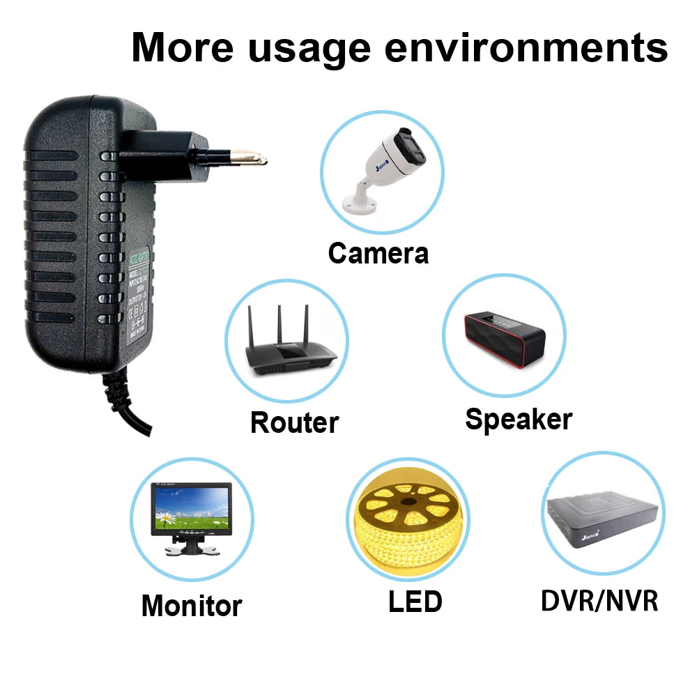 Power Adapter AC 100-240V Input DC Output Supply Charger EU/US 12V Universal Adapter Converter Plug for Camera DVR LED Robot…