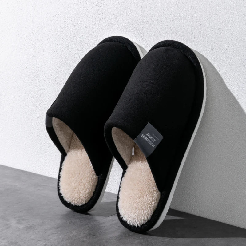 Household Indoor Men's Slippers Autumn and Winter Home Floor for Guests Lightweight Quiet Non-slip Suede Fabric Couple's Sho…