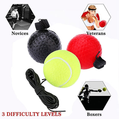 Boxing Reflex Speed Punch Ball Boxing Rubber Balls for Agility Reaction Training with Sweatband Fitness Equipments Accessori…