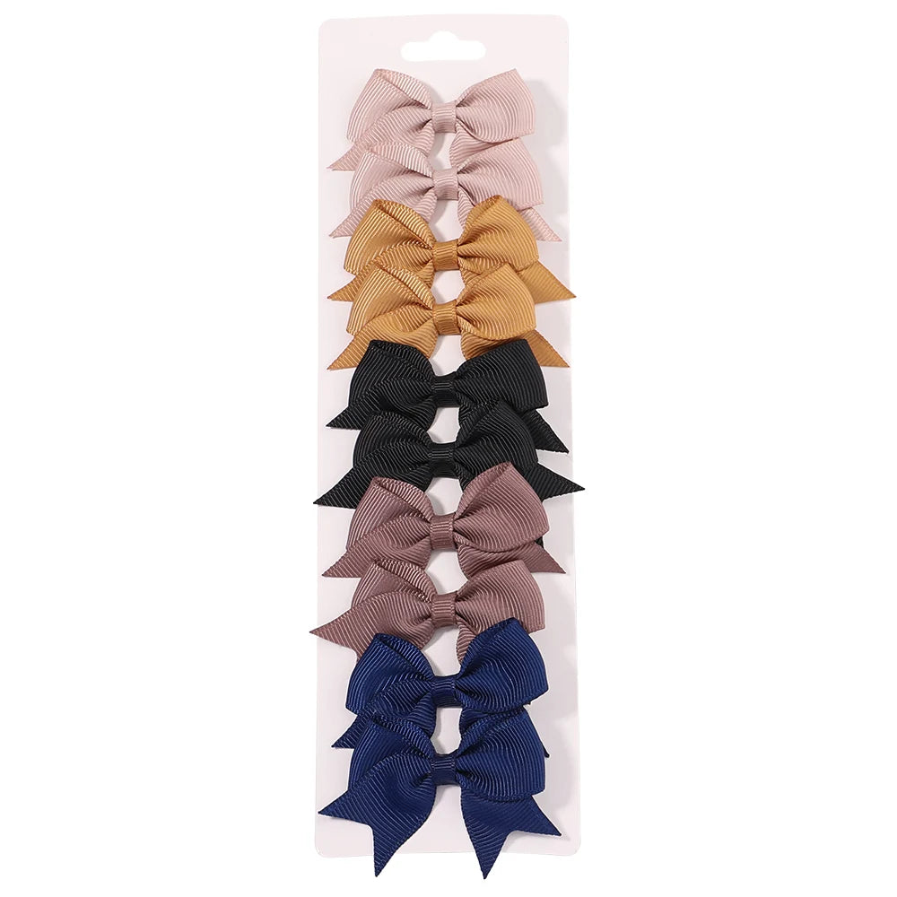 10Pcs/Set Solid Color Kids Bows Hair Clips for Baby Girls Handmade Ribbon Bowknot Hairpin Barrettes New Year Hair Accessorie…