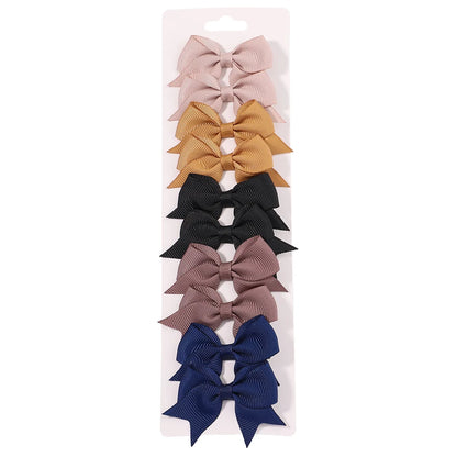 10Pcs/Set Solid Color Kids Bows Hair Clips for Baby Girls Handmade Ribbon Bowknot Hairpin Barrettes New Year Hair Accessorie…